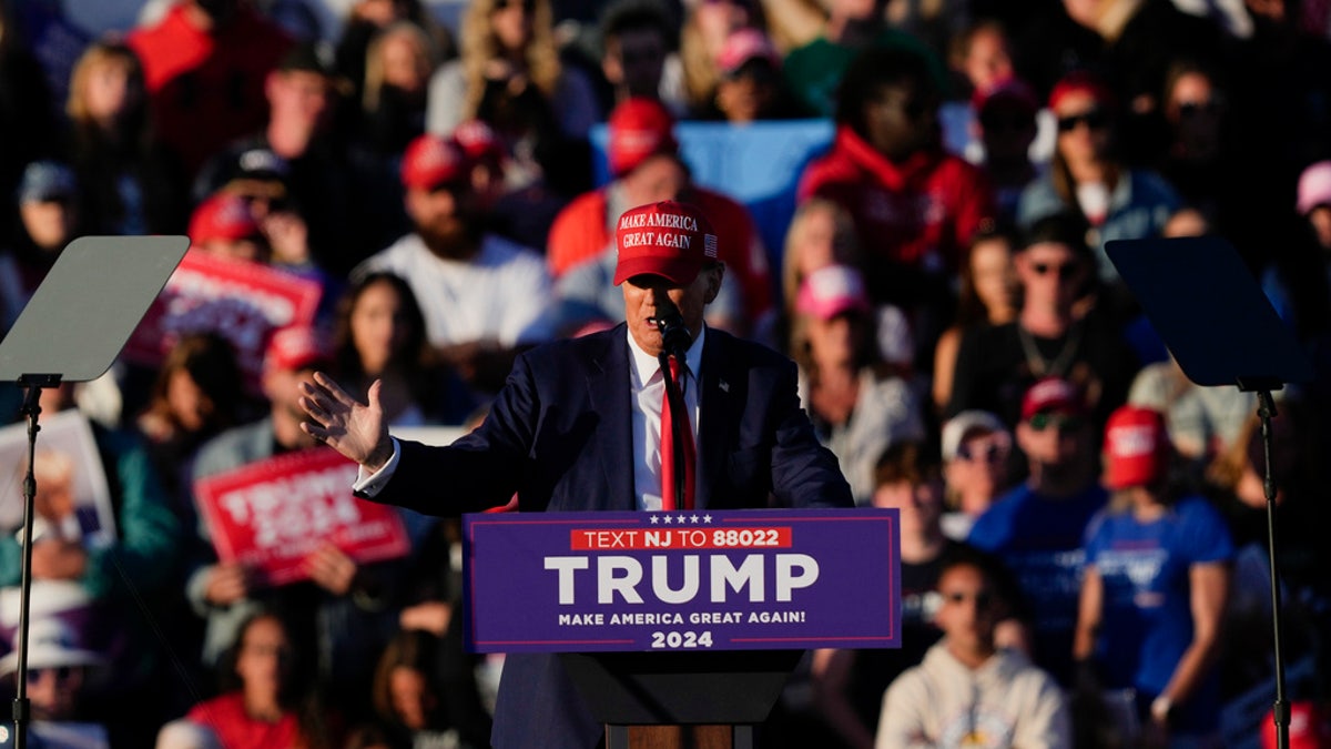 Then the Republican presidency candidate, former President Donald Trump, speaks during a very large campaign rally in Wildwood, New Jersey, on Saturday, May 11, 2024.