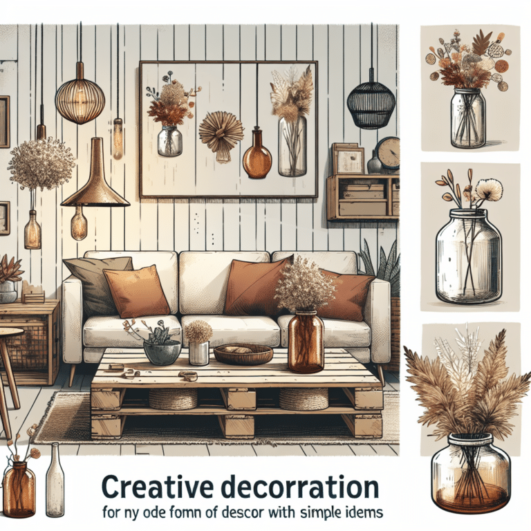 decoração criativa para sala de estar com itens simples